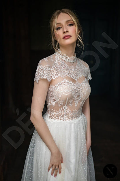 Natiana Full back A-line Short/ Cap sleeve Wedding Dress 2