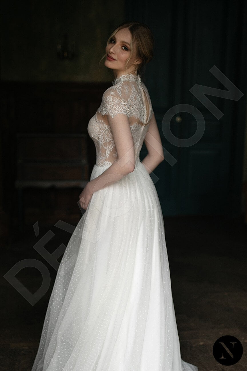 Natiana Full back A-line Short/ Cap sleeve Wedding Dress 3