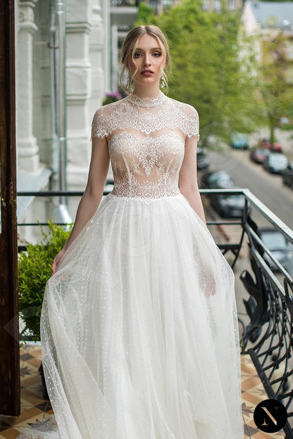 Natiana Full back A-line Short/ Cap sleeve Wedding Dress 5
