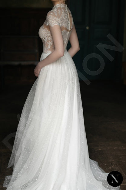 Natiana Full back A-line Short/ Cap sleeve Wedding Dress 4