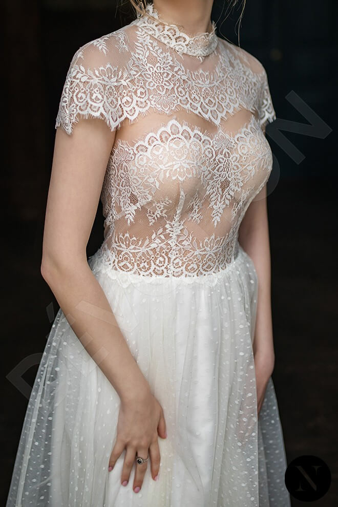 Natiana Full back A-line Short/ Cap sleeve Wedding Dress 7