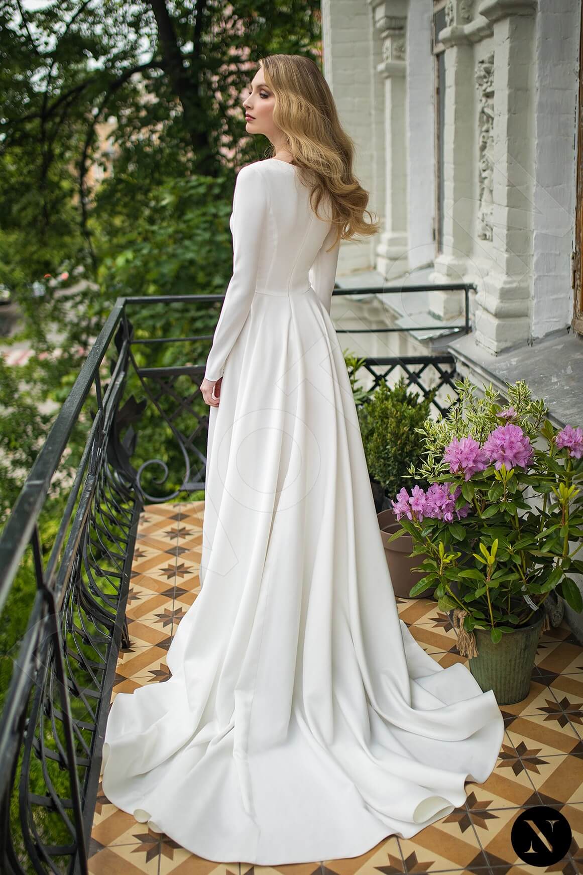 Meggie Full back A-line Long sleeve Wedding Dress Back