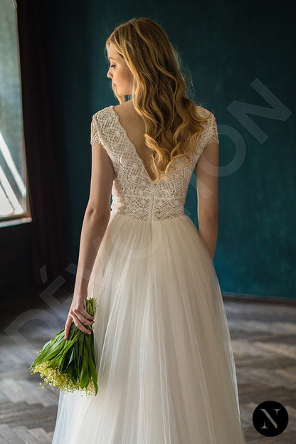 Madisona Open back A-line Short/ Cap sleeve Wedding Dress 3