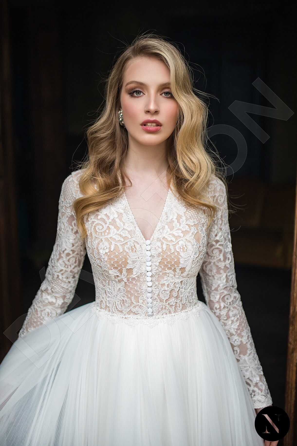 Liviana A-line V-neck Milk Wedding dress