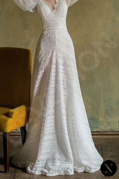 Hoper Open back A-line Long sleeve Wedding Dress 4