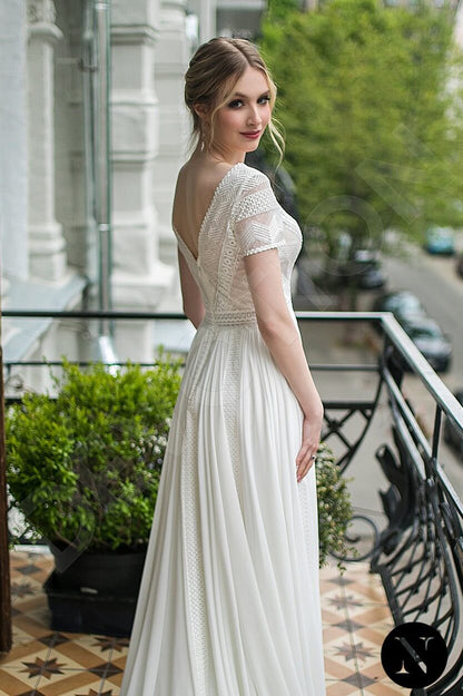 Ginny Open back A-line Short/ Cap sleeve Wedding Dress 3