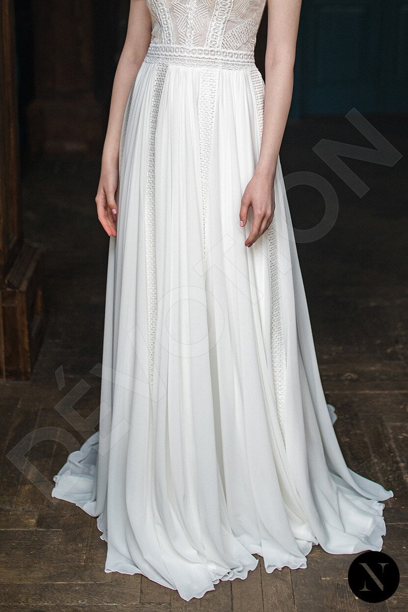 Ginny A-line V-neck Milk Wedding dress