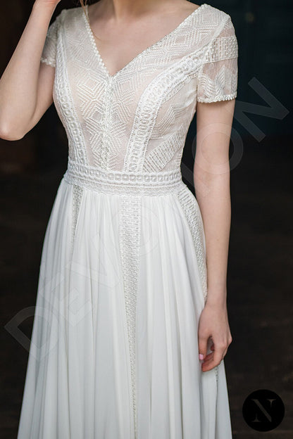 Ginny Open back A-line Short/ Cap sleeve Wedding Dress 5