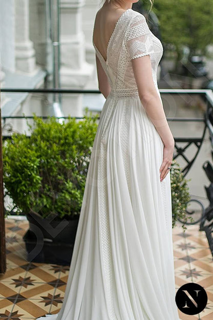 Ginny Open back A-line Short/ Cap sleeve Wedding Dress 7