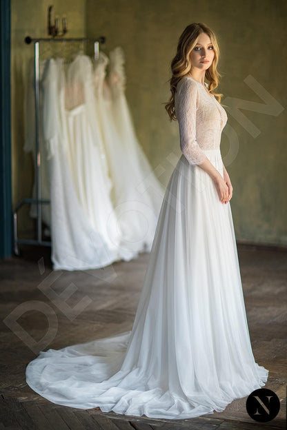 Clarinia Open back A-line 3/4 sleeve Wedding Dress 7