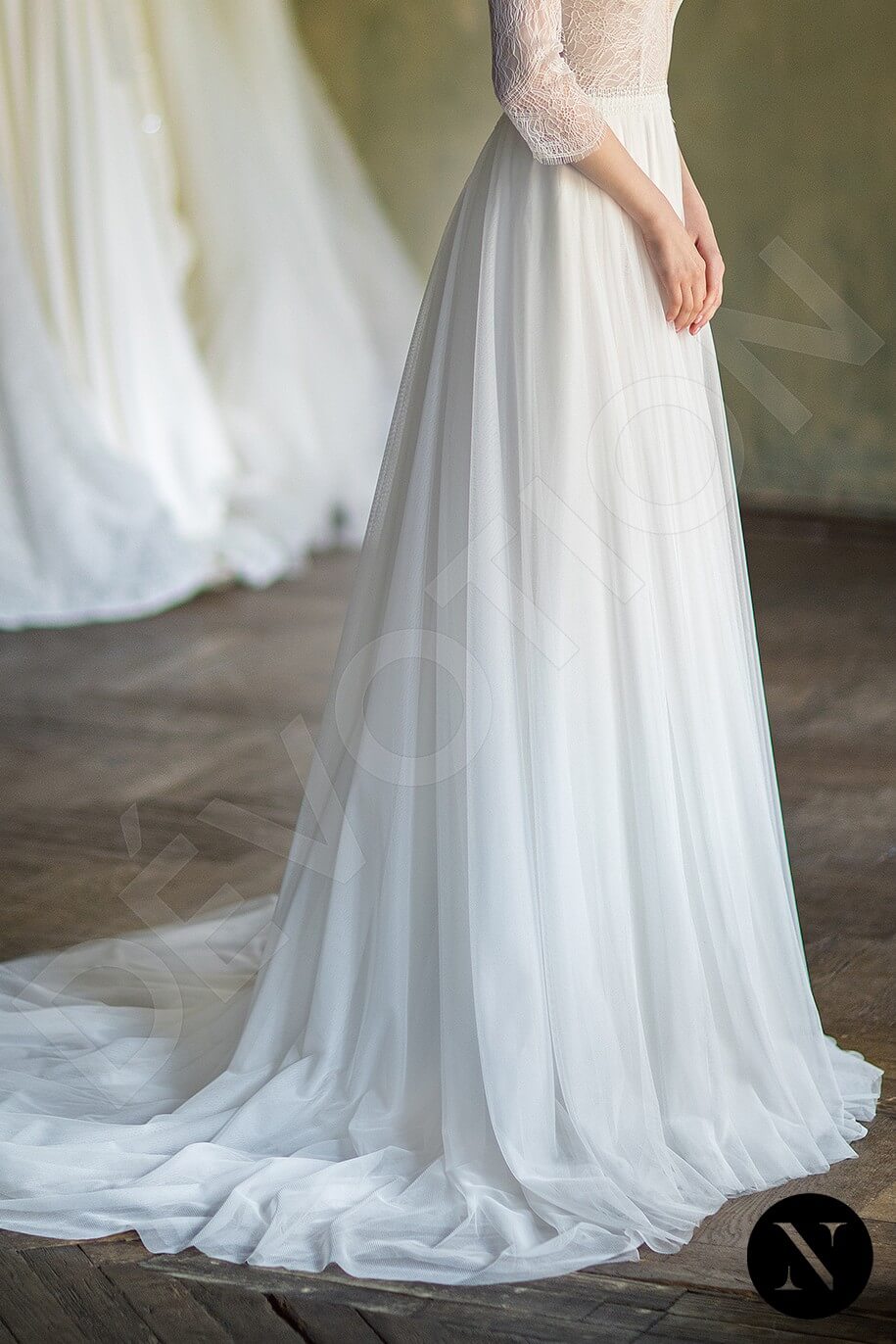 Clarinia Open back A-line 3/4 sleeve Wedding Dress 6