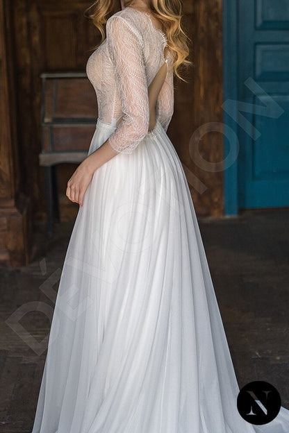 Clarinia Open back A-line 3/4 sleeve Wedding Dress 5