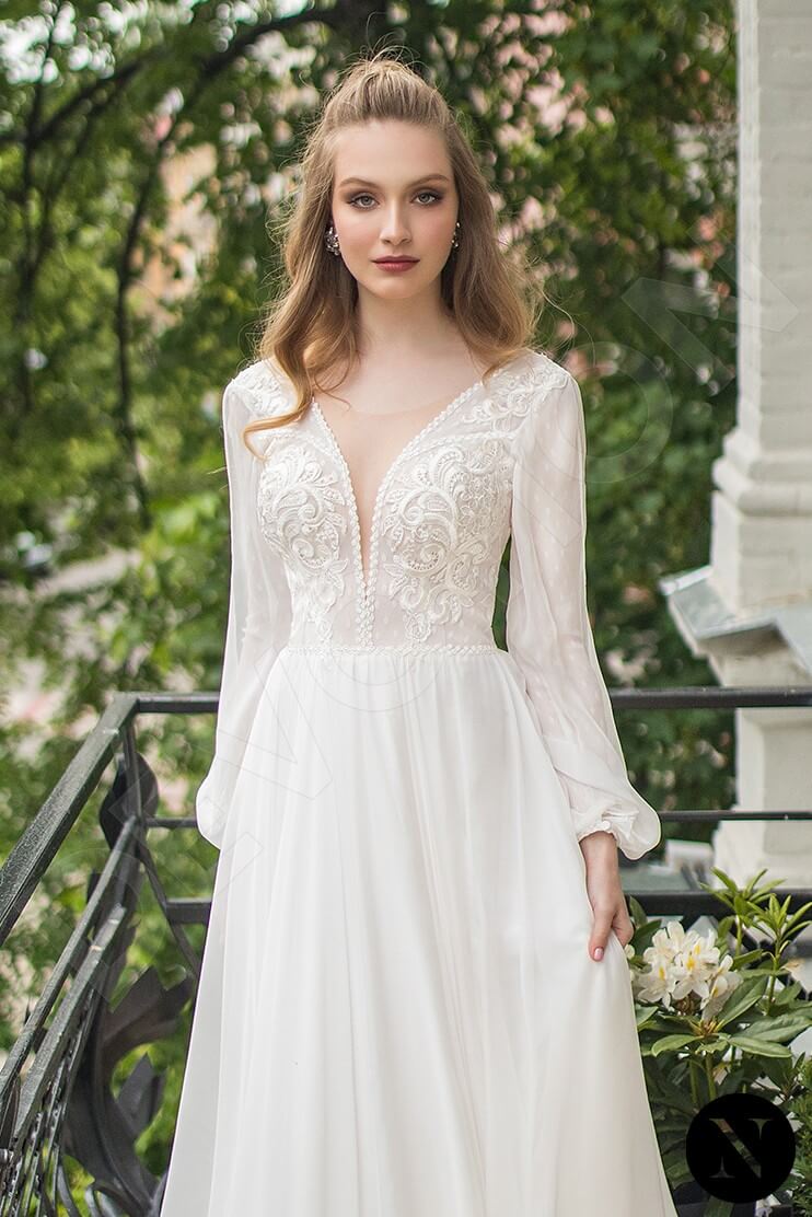 Camilia Open back A-line Long sleeve Wedding Dress 3