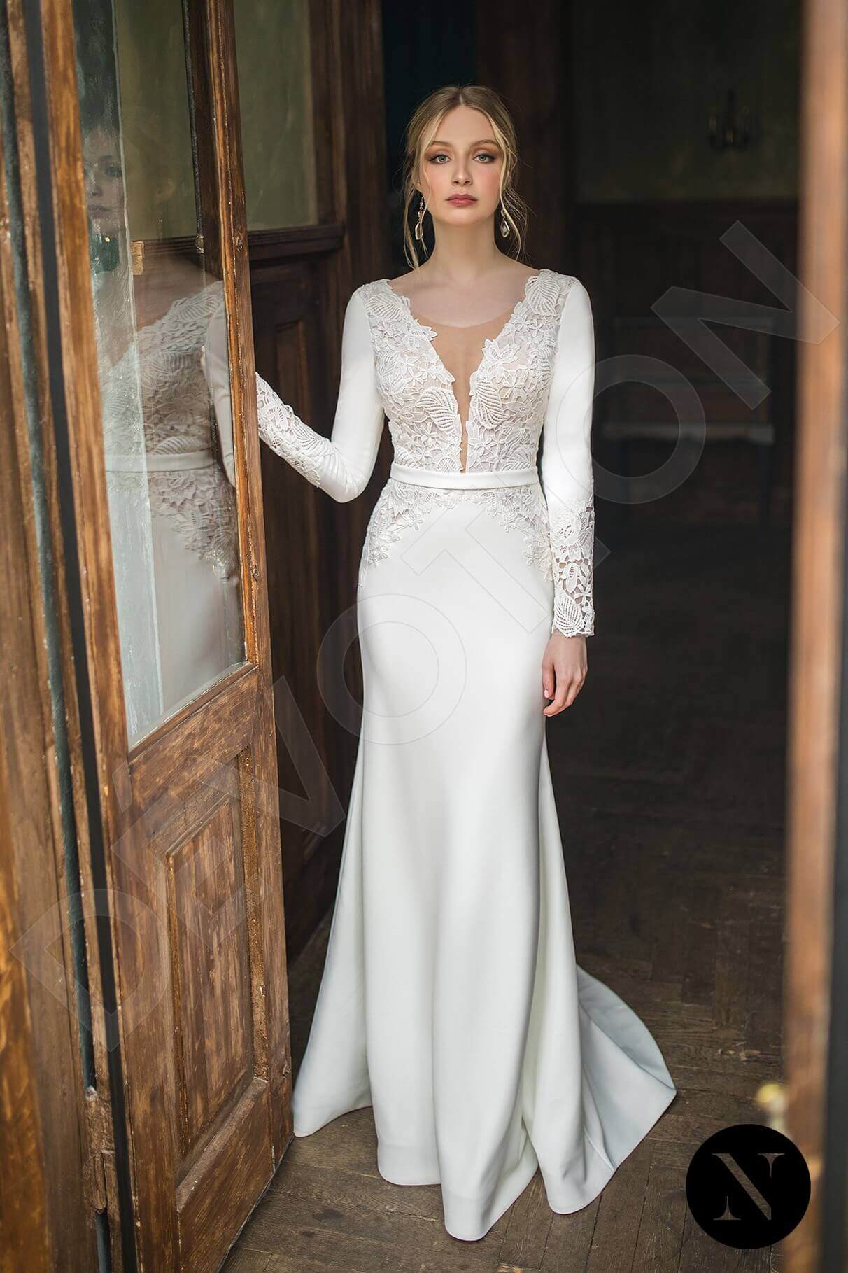 Abigail Full back Trumpet/Mermaid Long sleeve Wedding Dress Front