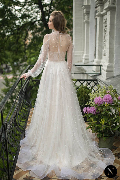 Adelyn Full back A-line Long sleeve + Décor Wedding Dress Back