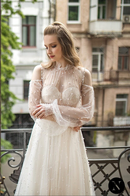 Adelyn Full back A-line Long sleeve + Décor Wedding Dress 4