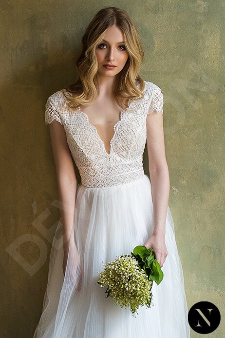 Madisona Open back A-line Short/ Cap sleeve Wedding Dress 7