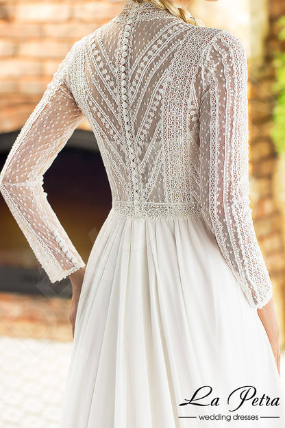 Devi Full back A-line Long sleeve Wedding Dress 5