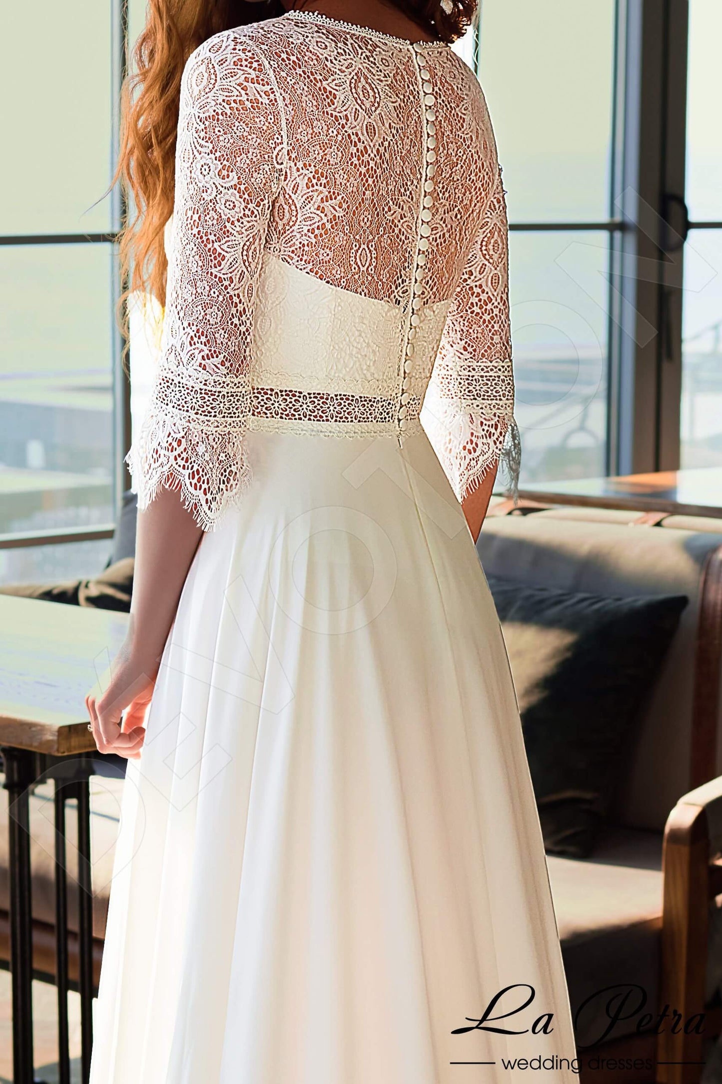 Hetti Full back A-line 3/4 sleeve Wedding Dress 3