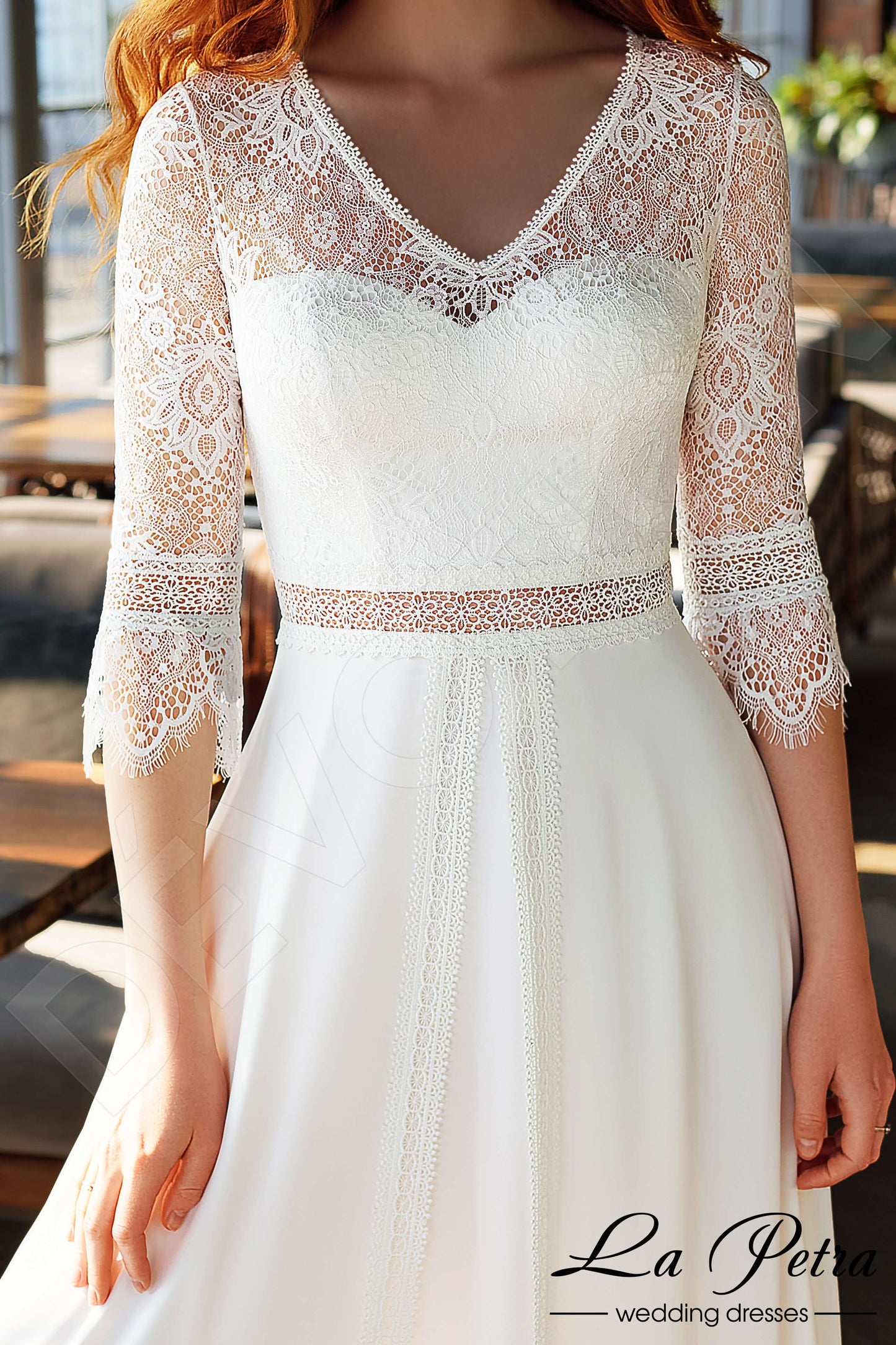 Hetti Full back A-line 3/4 sleeve Wedding Dress 4