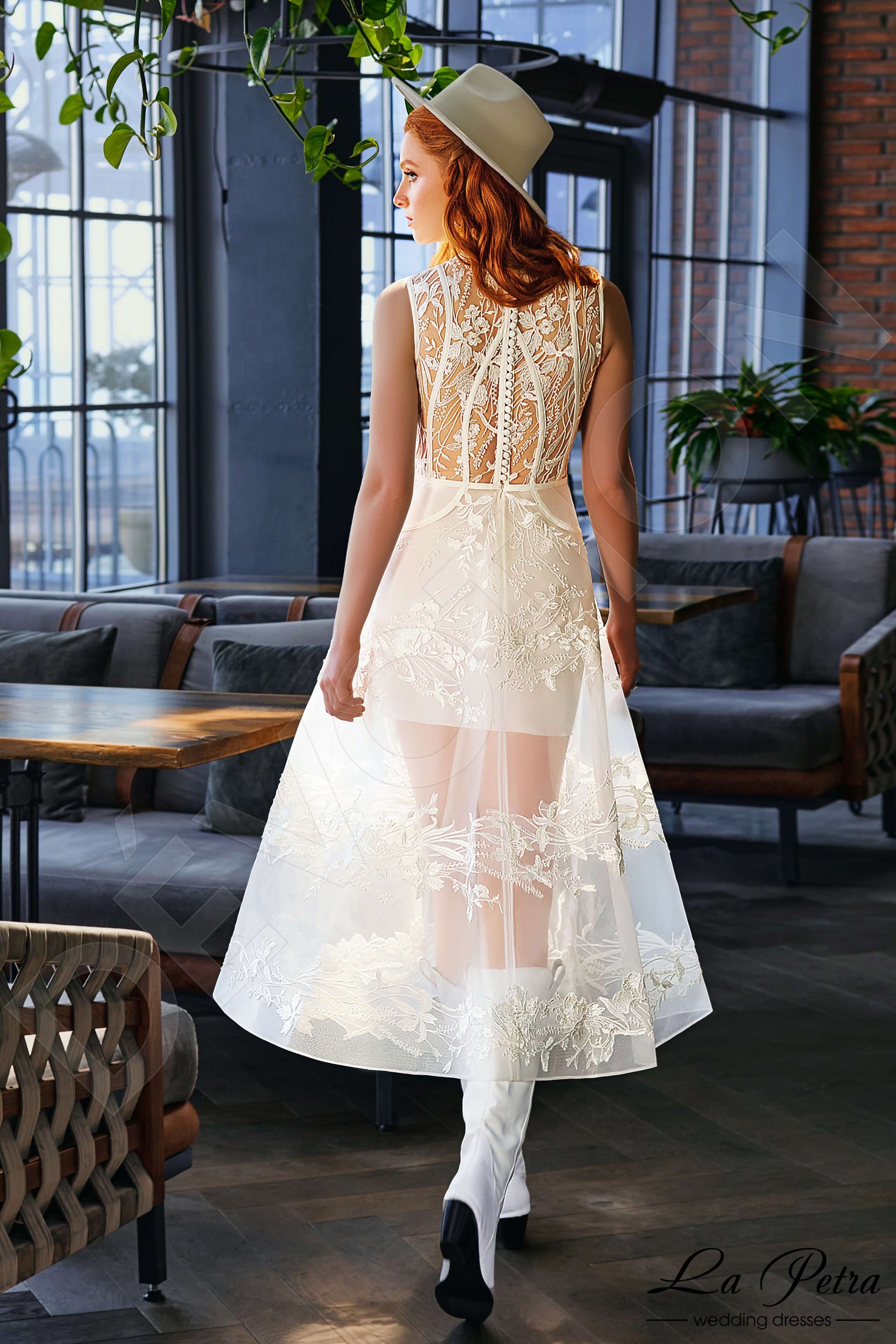 Diel A-line Jewel Milk Wedding dress