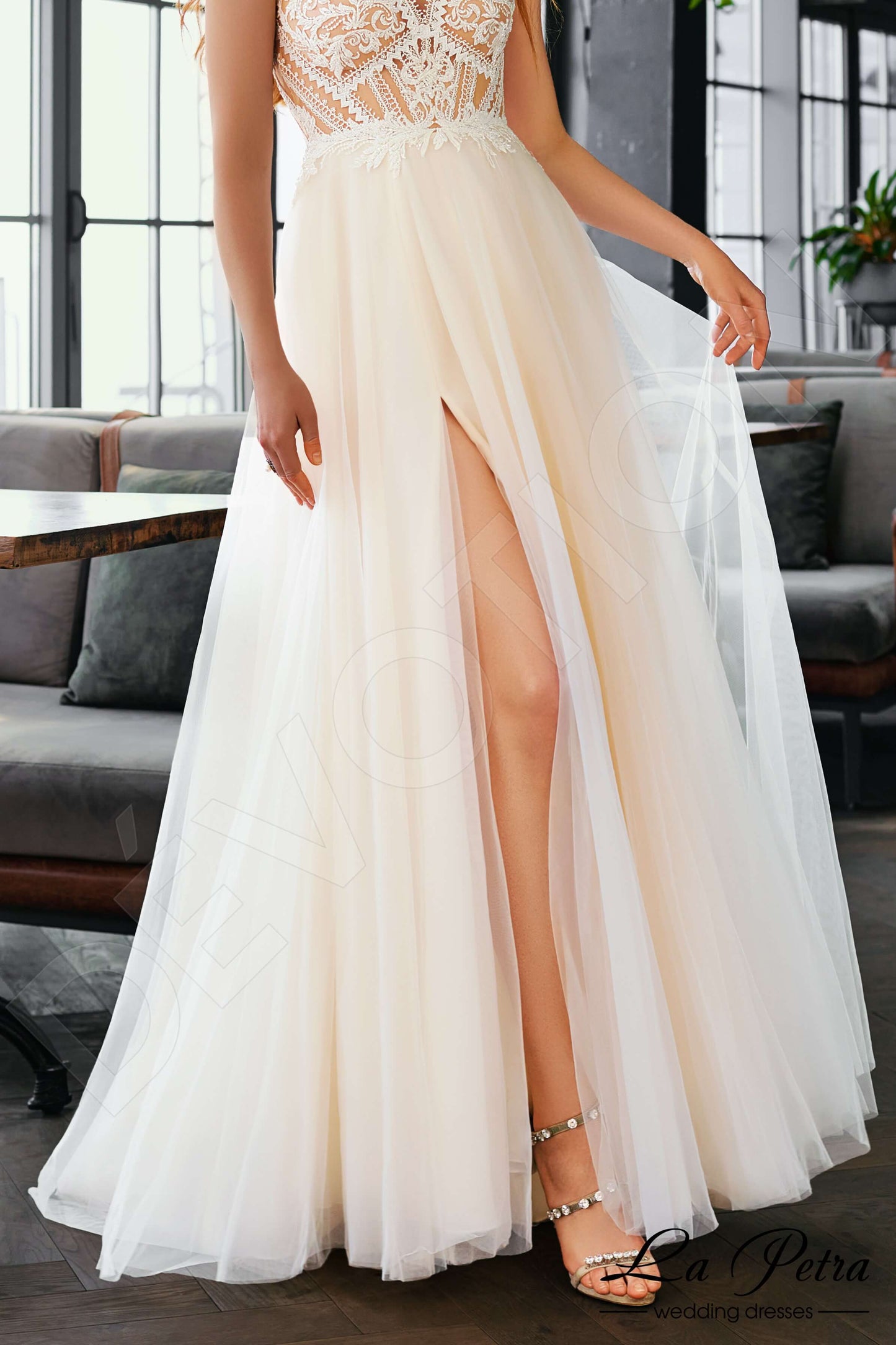 Enna Illusion back A-line Sleeveless Wedding Dress 5