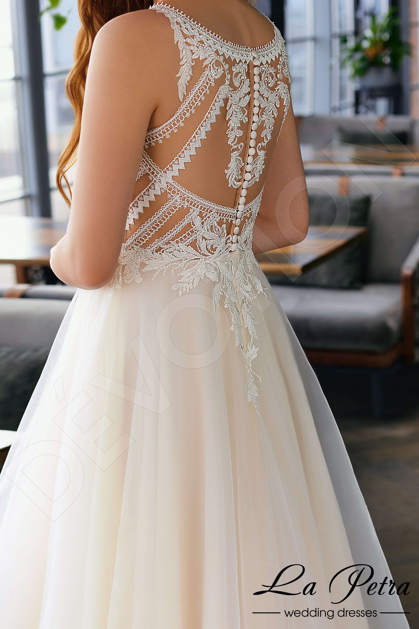 Enna Illusion back A-line Sleeveless Wedding Dress 6