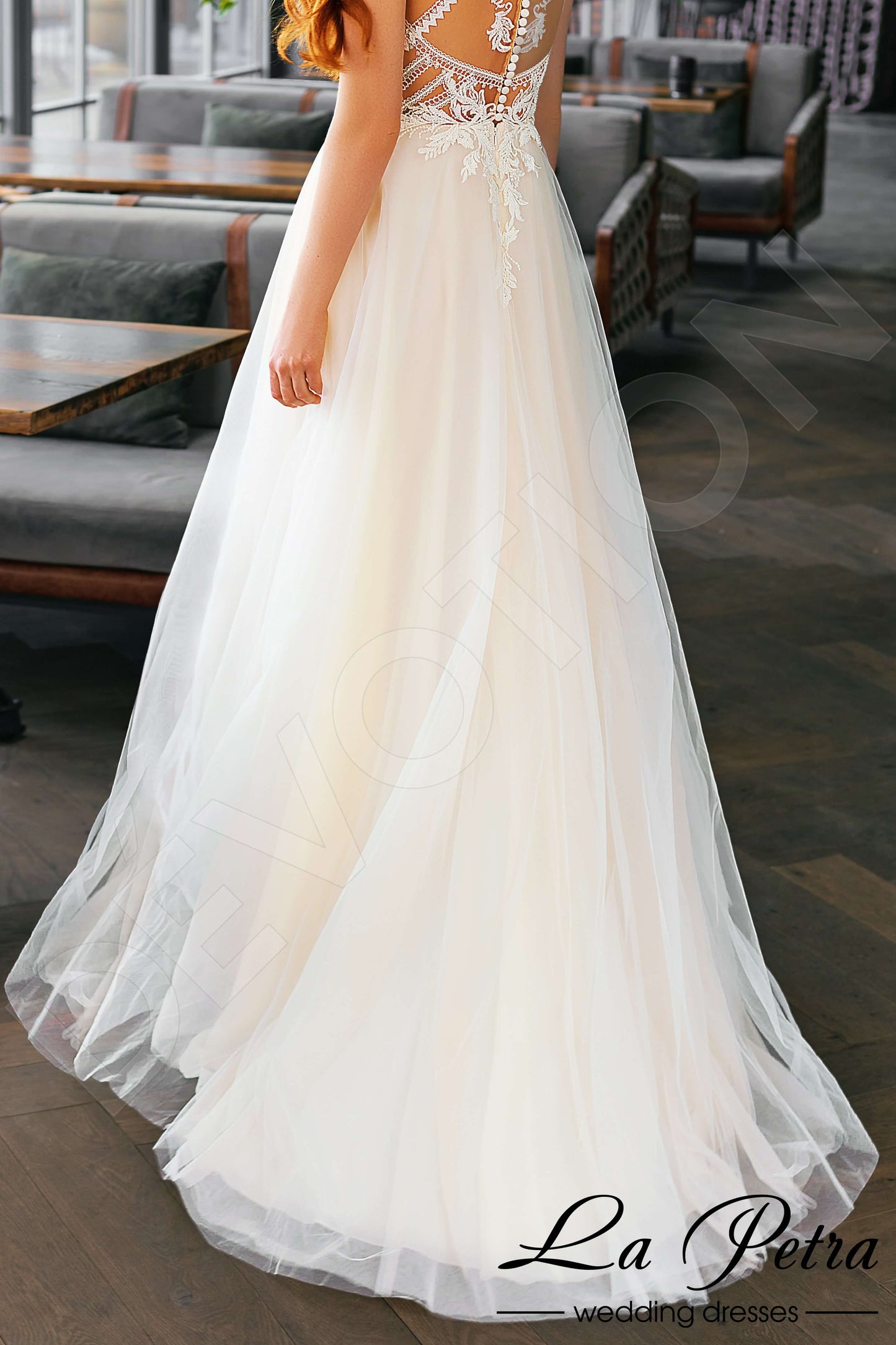 Enna Illusion back A-line Sleeveless Wedding Dress 7
