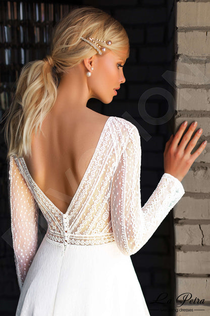 Livie Open back A-line Long sleeve Wedding Dress 3