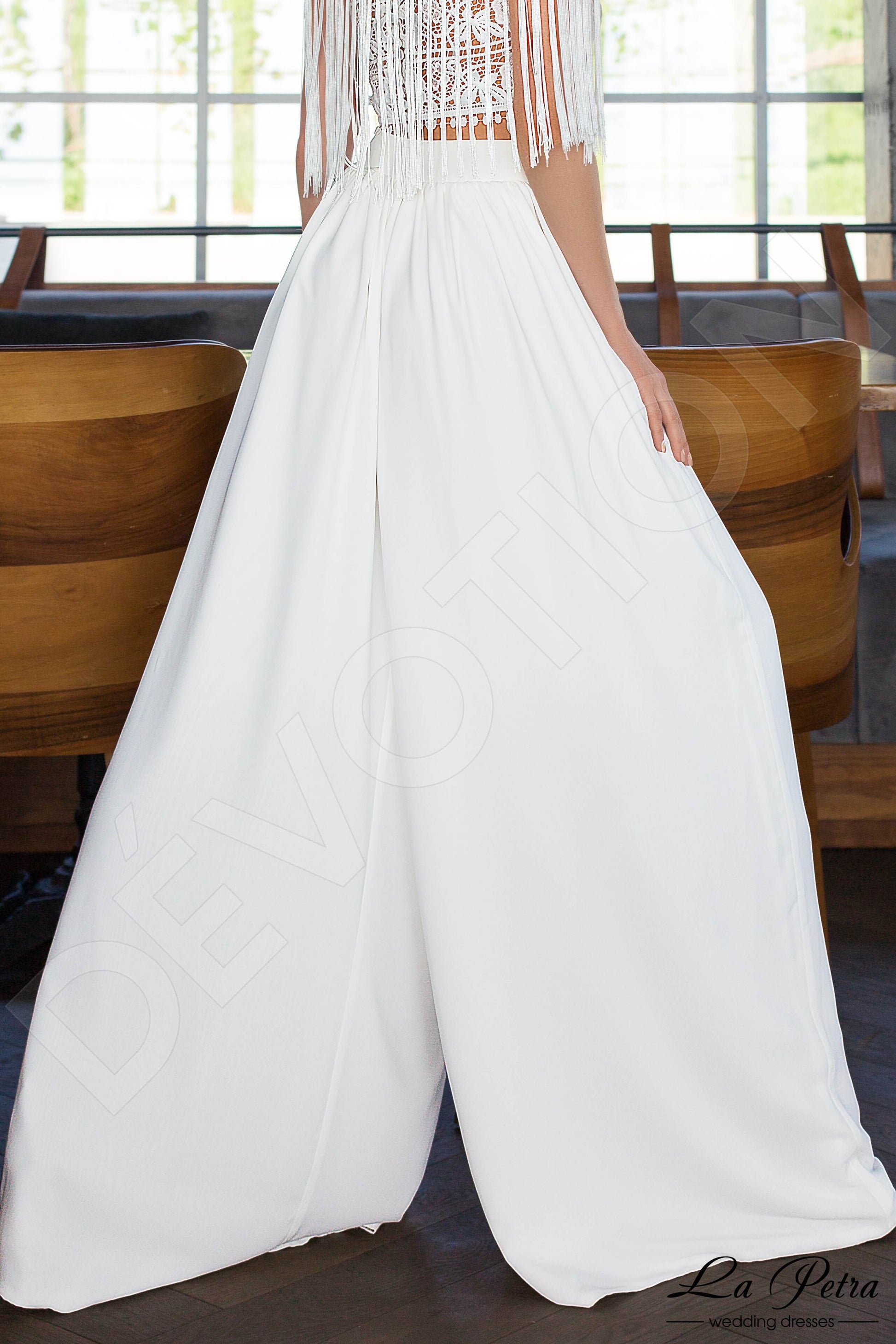 Lyuveta Pants Boat/Bateau Milk Wedding dress