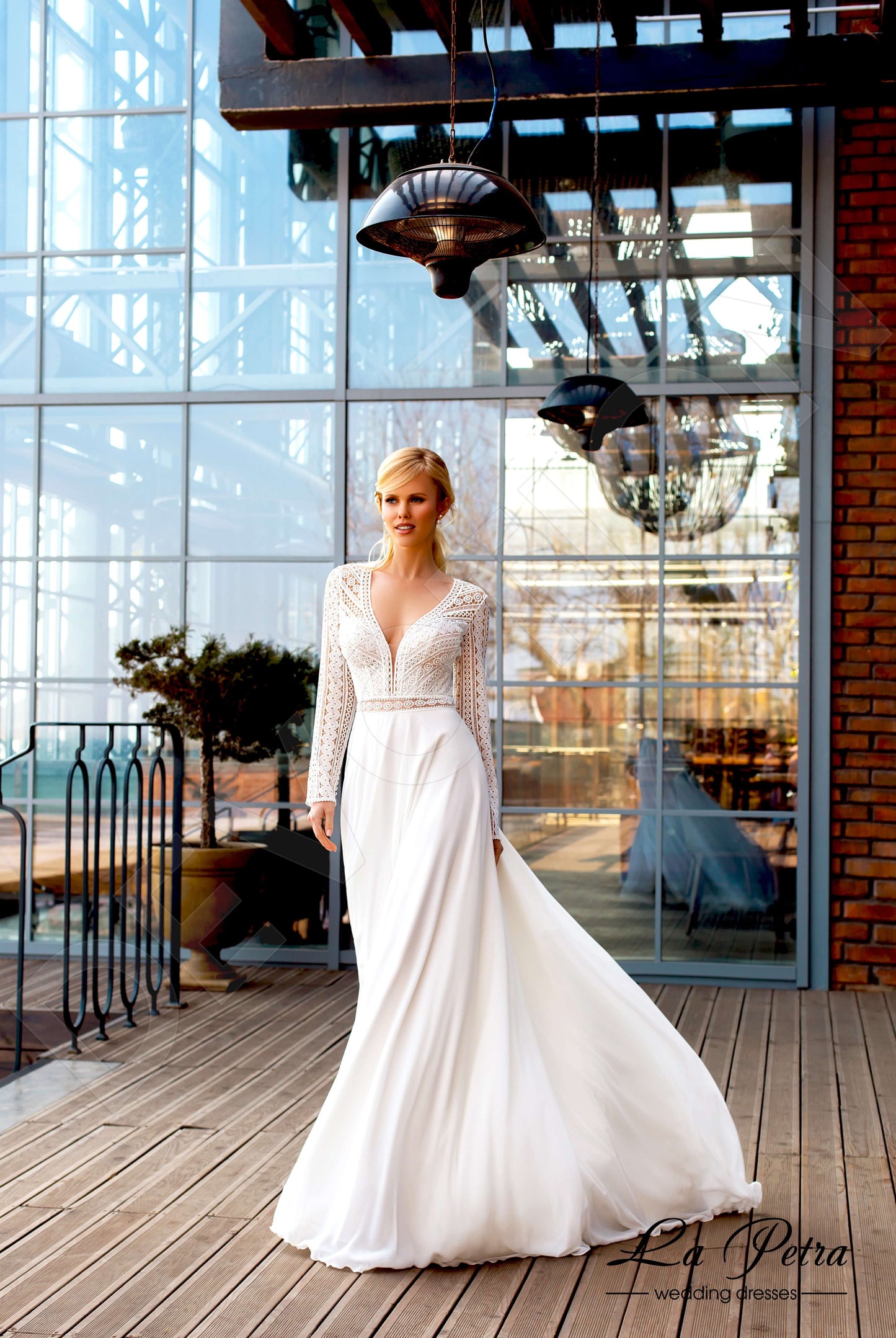 Odele Full back A-line Long sleeve Wedding Dress 5