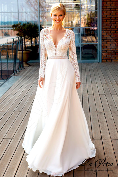 Odele Full back A-line Long sleeve Wedding Dress Front