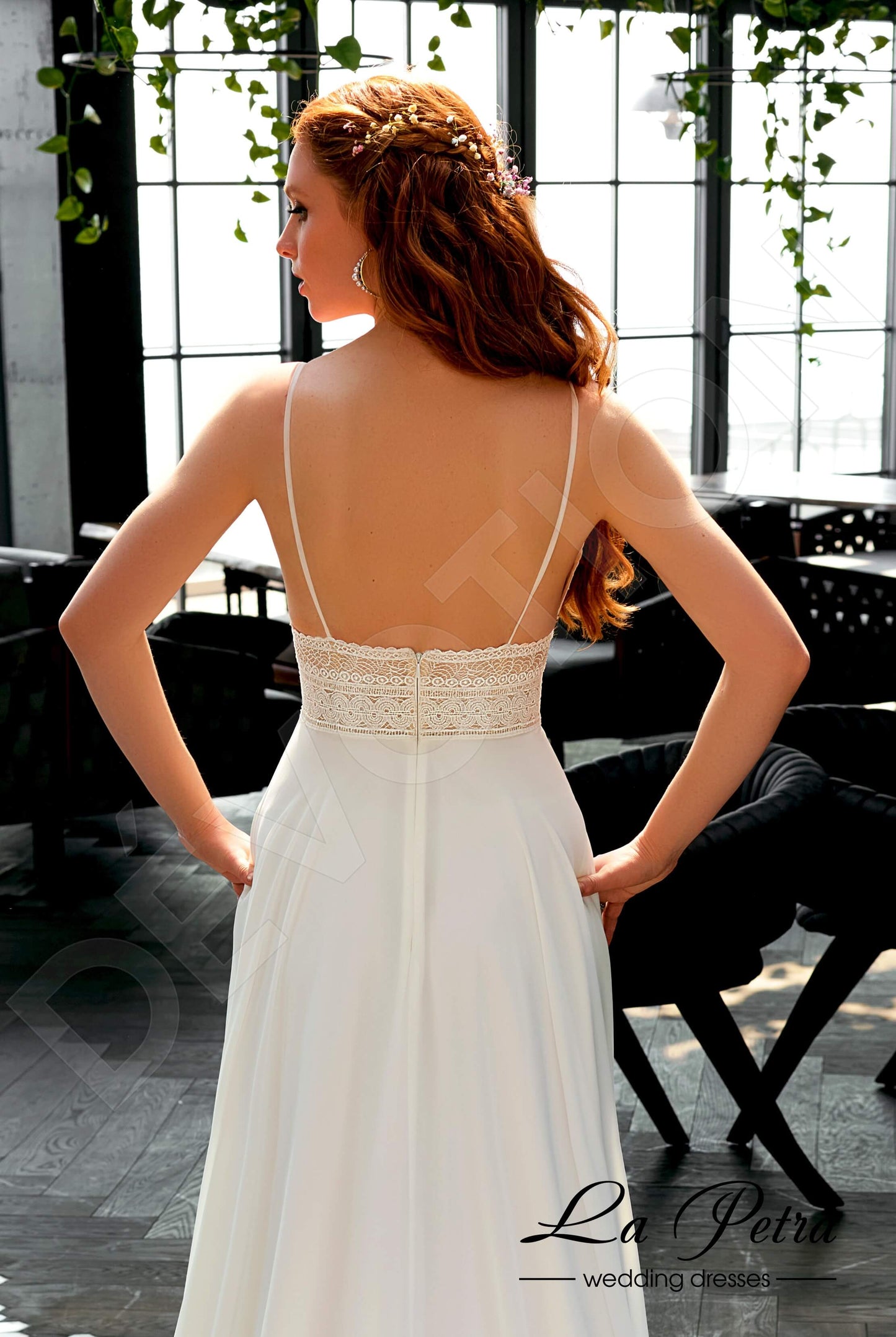 Ozara Open back A-line Long sleeve Wedding Dress 6