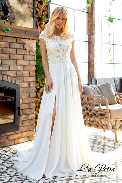 Marikala Full back A-line Short/ Cap sleeve Wedding Dress Back