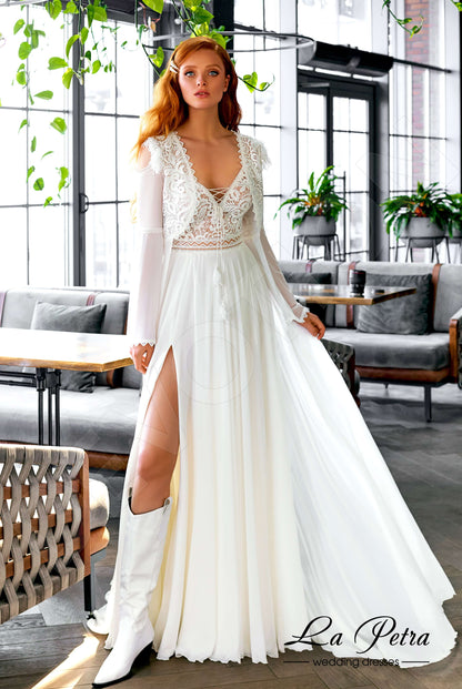 Jilly Open back A-line Sleeveless Wedding Dress Front