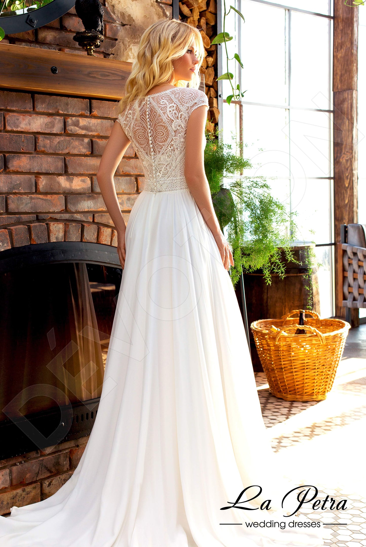 Marikala Full back A-line Short/ Cap sleeve Wedding Dress Front