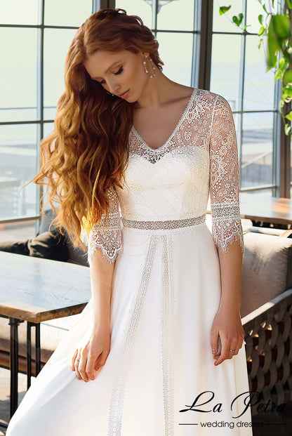 Hetti Full back A-line 3/4 sleeve Wedding Dress 7