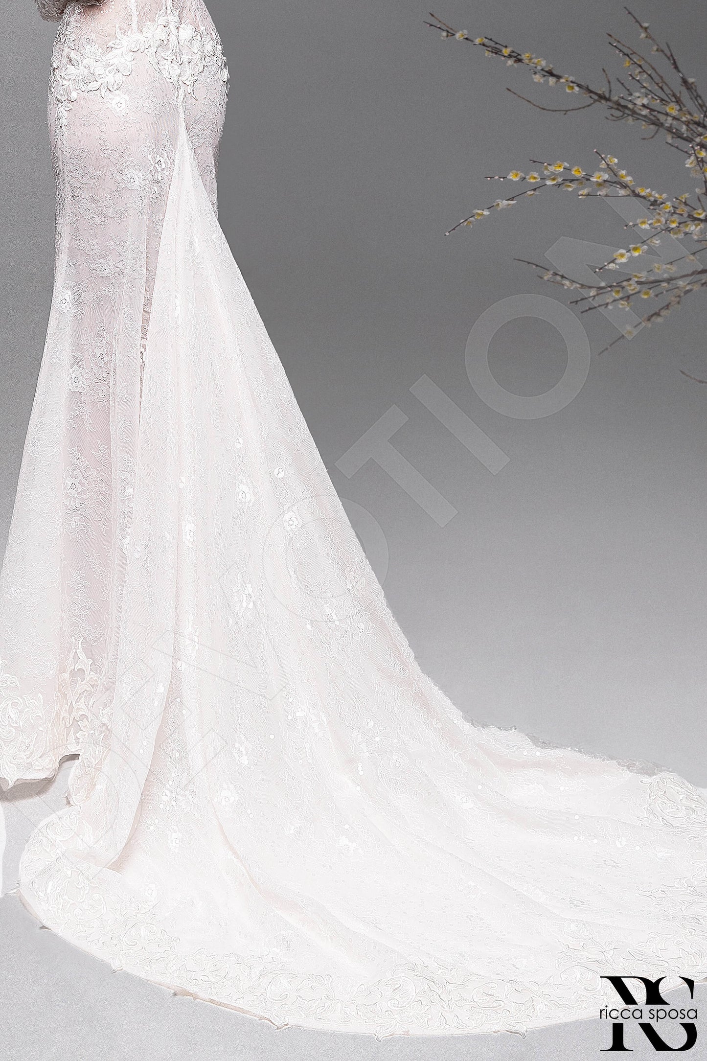 Mimosa Open back Sheath/Column Long sleeve Wedding Dress 8