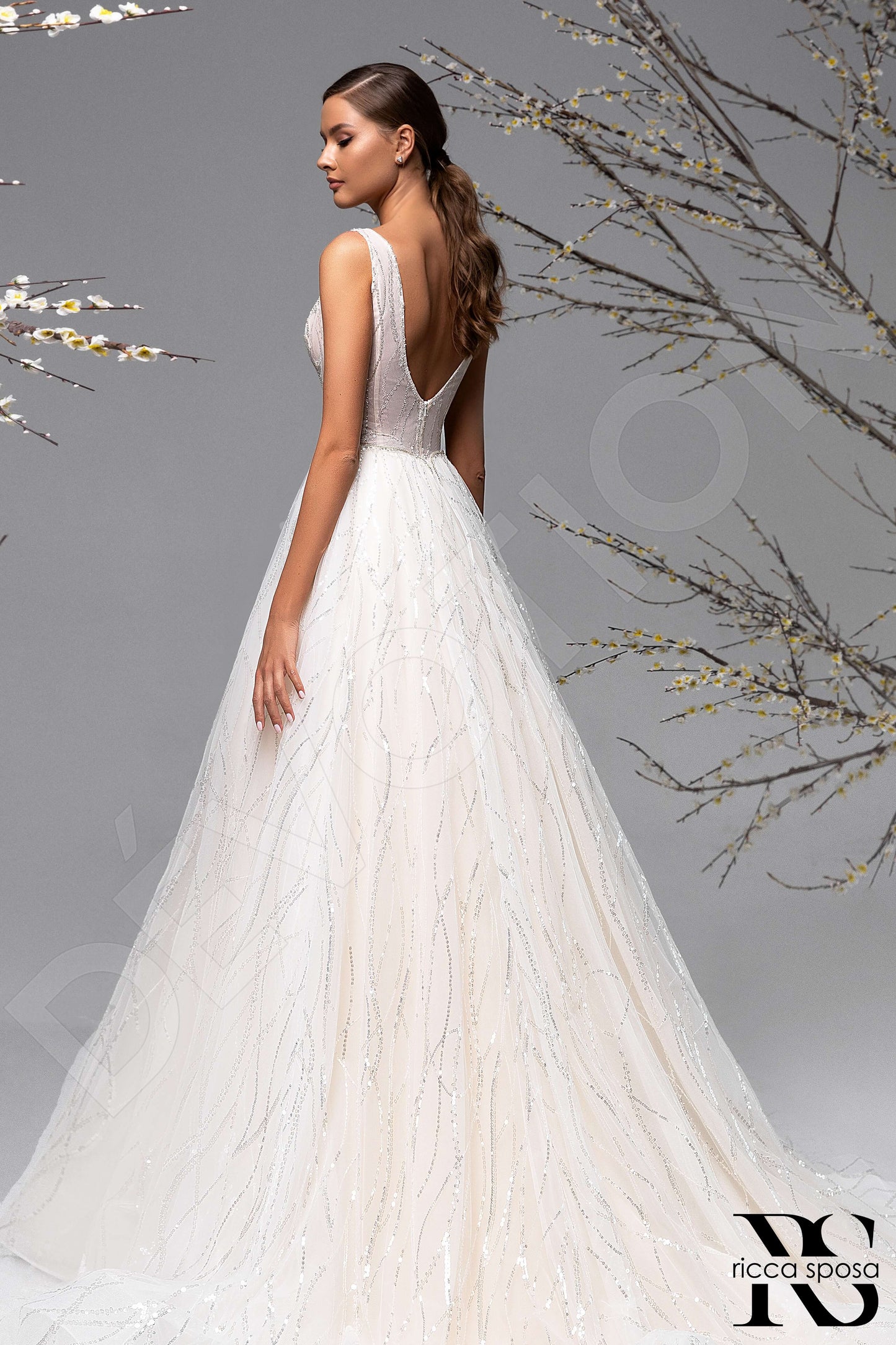 Alba Open back A-line Sleeveless Wedding Dress Back