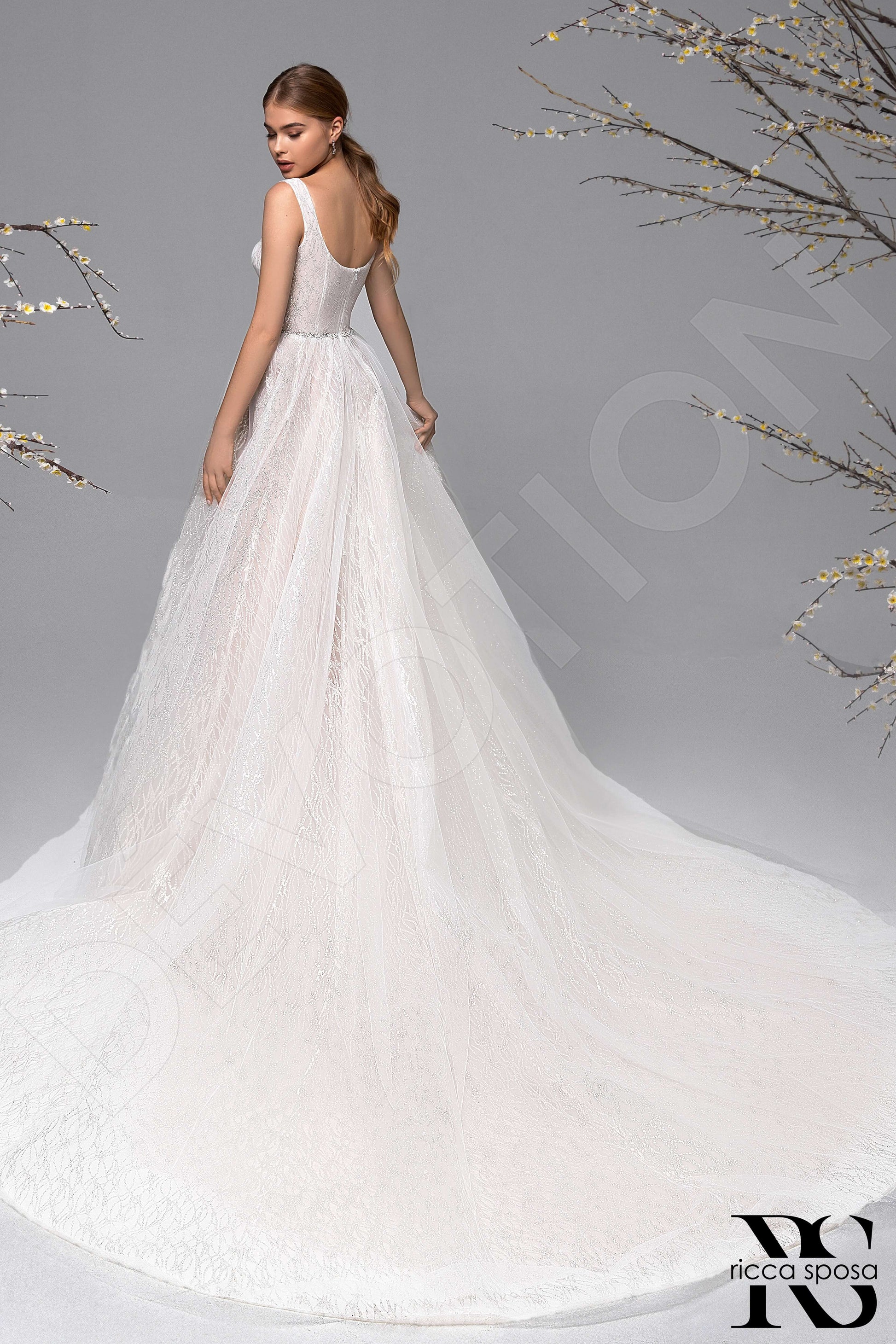 Elizia A-line Scoop Ivory Nude Wedding dress
