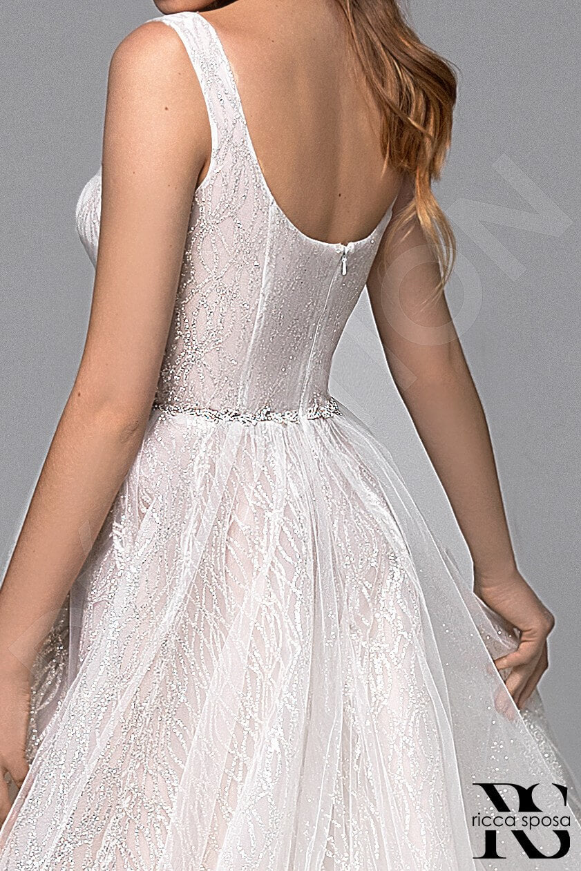 Elizia Open back A-line Sleeveless Wedding Dress 8