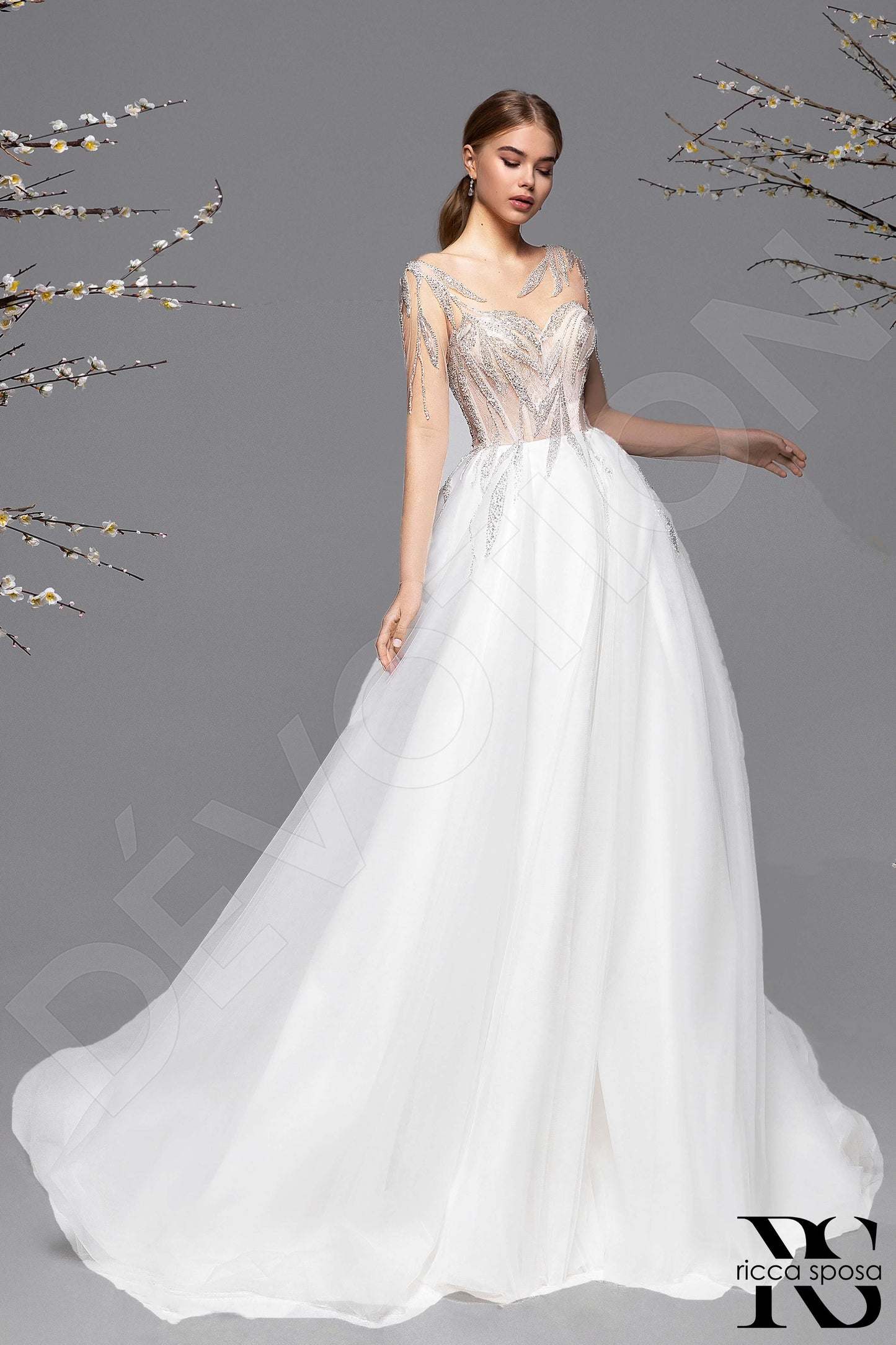 Fiorinella Illusion back A-line Long sleeve Wedding Dress Back