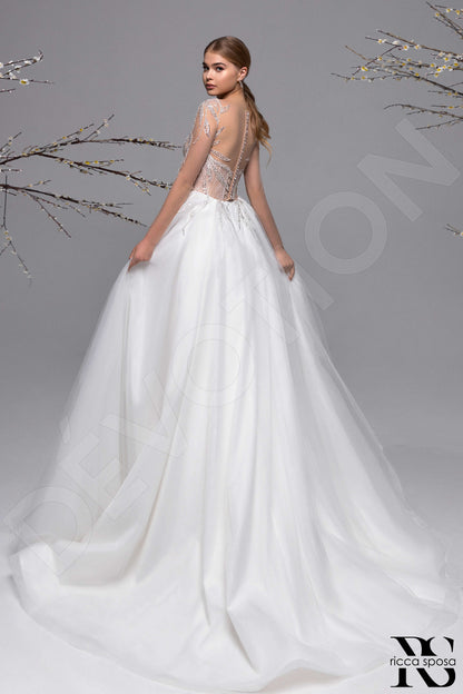 Fiorinella Illusion back A-line Long sleeve Wedding Dress 5