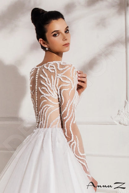 Carline Full back A-line Long sleeve Wedding Dress 3