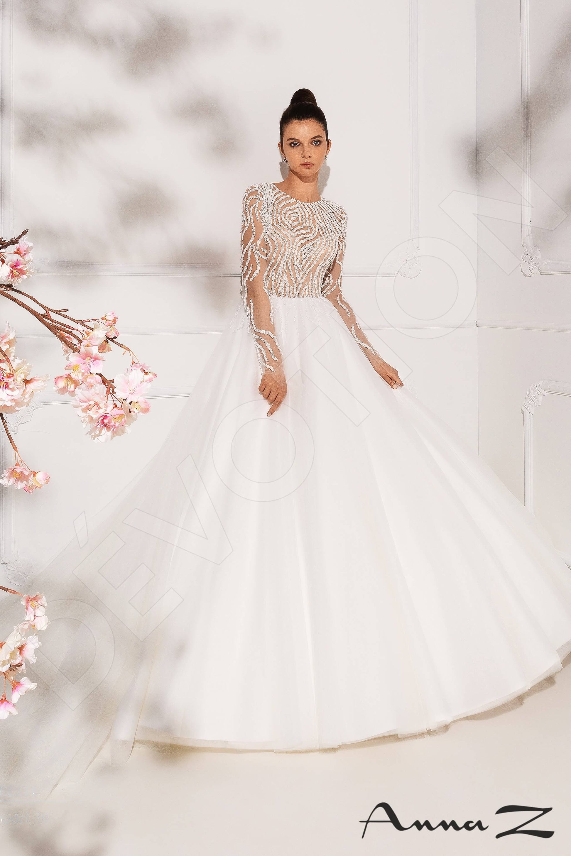 Carline A-line Jewel Ivory Wedding dress