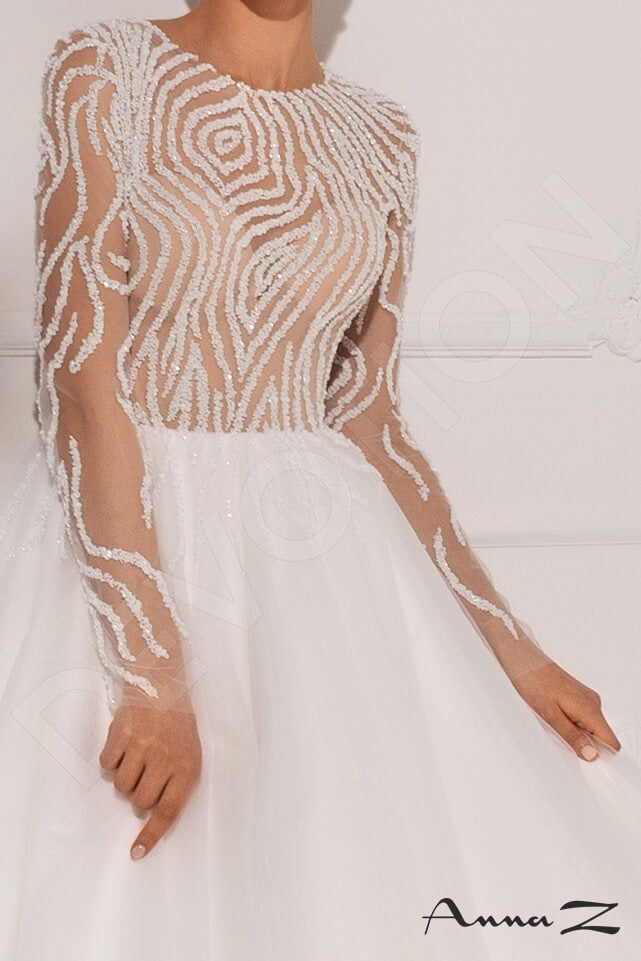Carline Full back A-line Long sleeve Wedding Dress 6