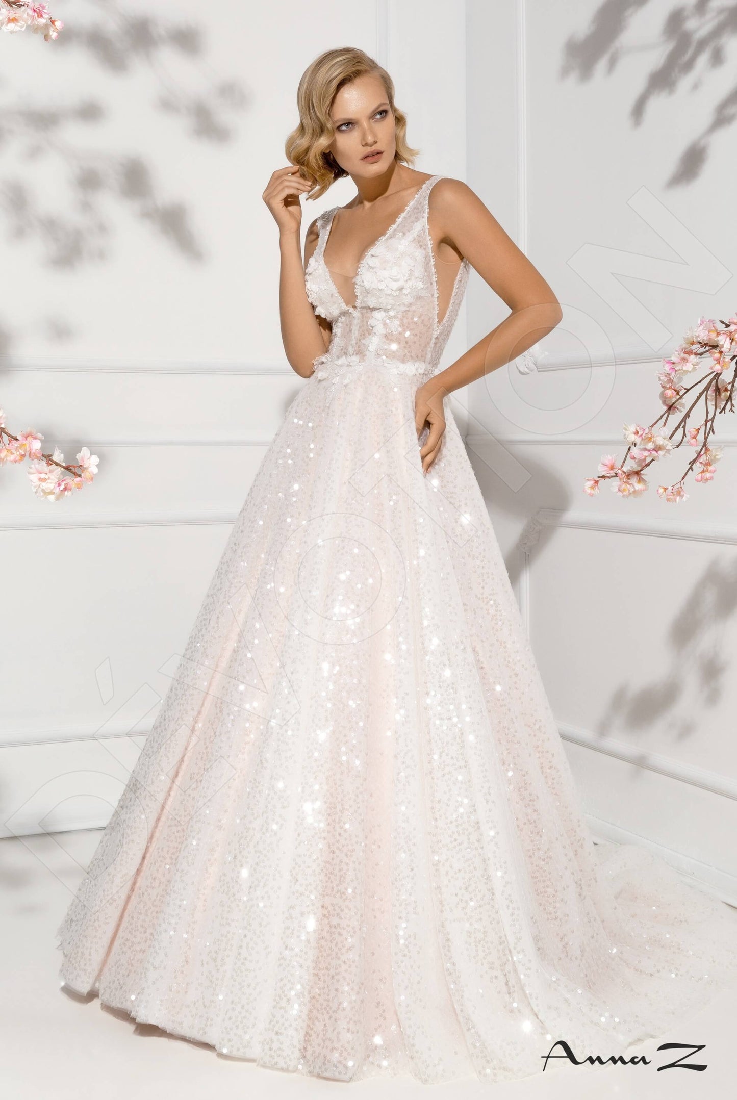 Adeline Open back A-line Sleeveless Wedding Dress Front