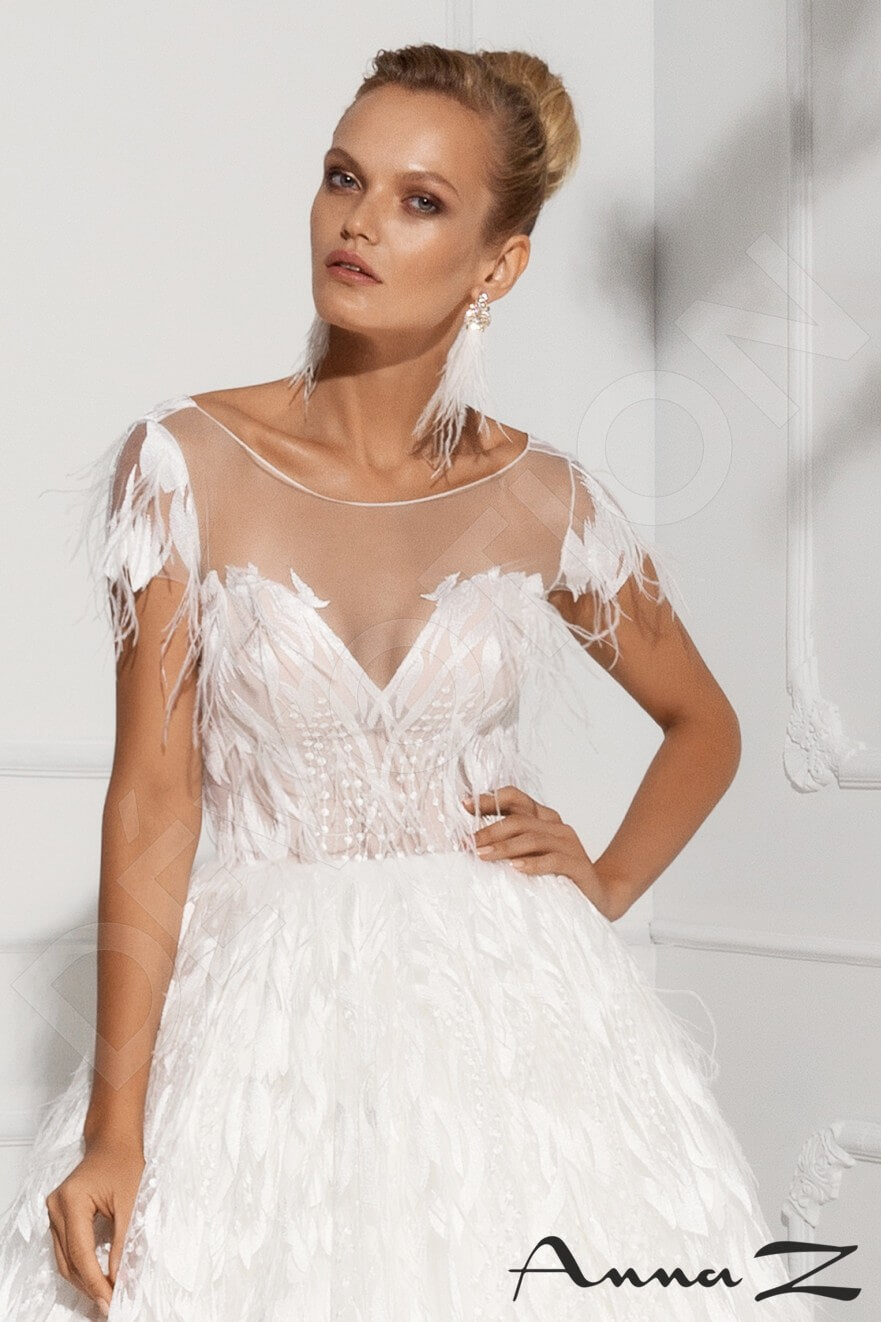 Aretha Lace up back A-line Short/ Cap sleeve Wedding Dress 2