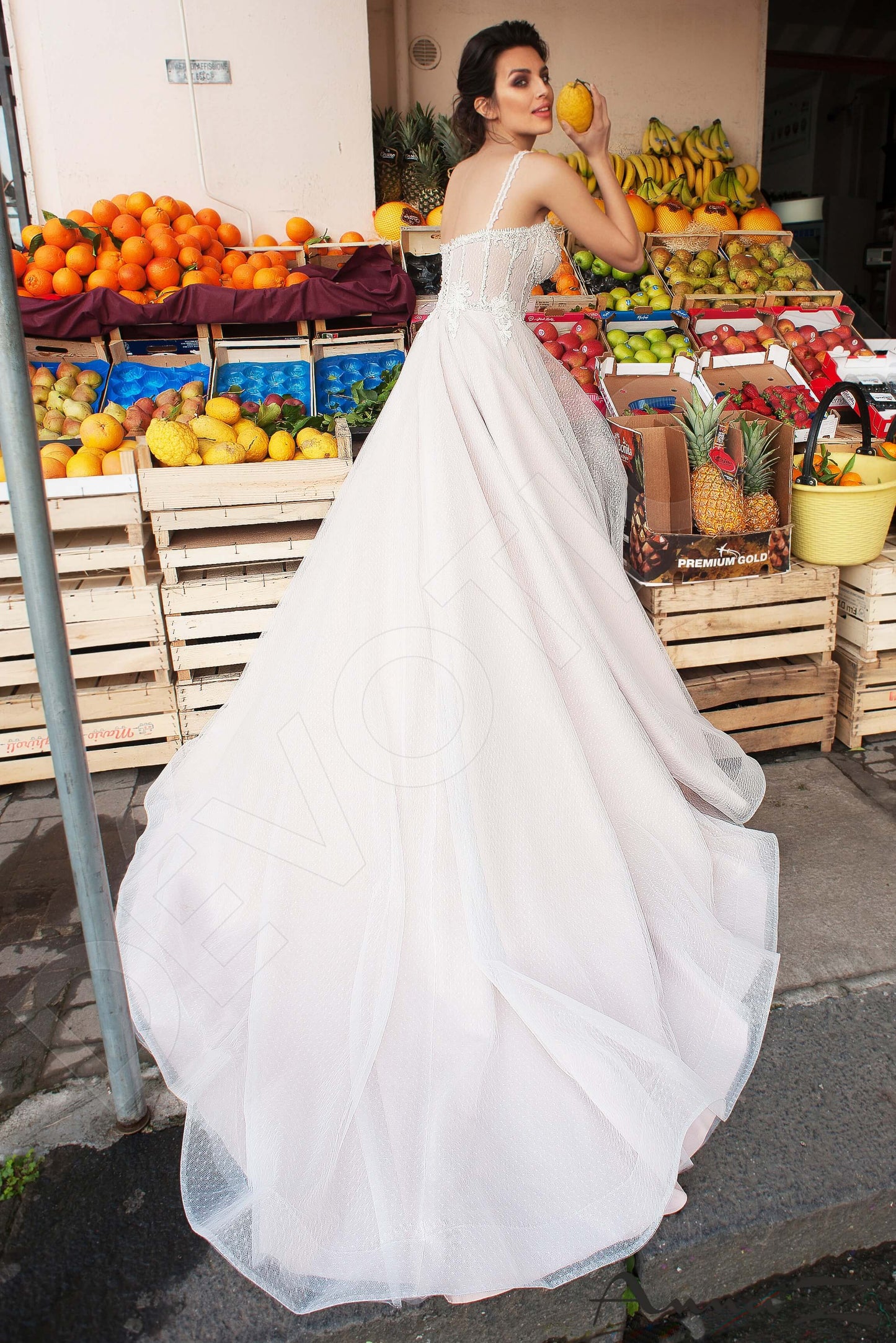 Avda Open back A-line Straps Wedding Dress Back