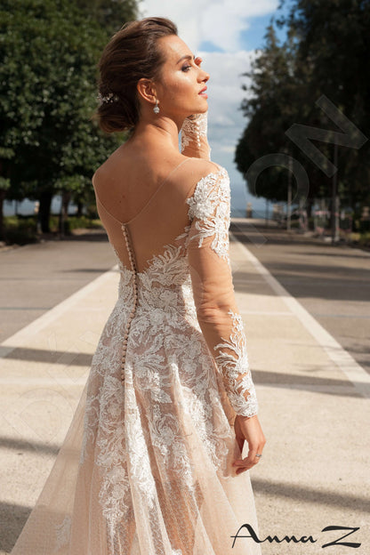Aglea Illusion back A-line Long sleeve Wedding Dress 3